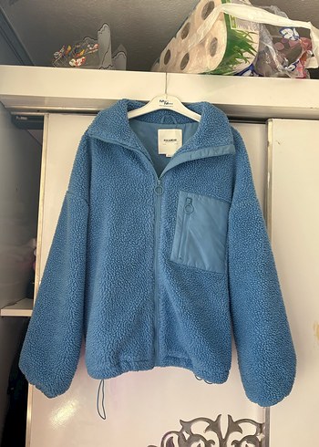 Mavi Kadın Peluş Fermuarlı Ceket