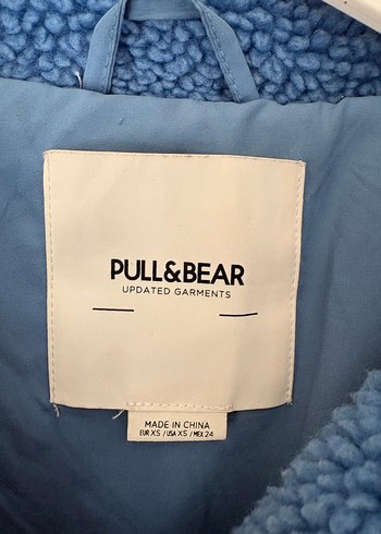 Pull and Bear Mavi Kadın Peluş Fermuarlı Ceket