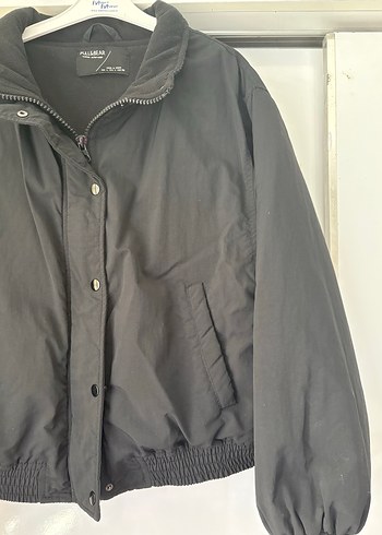 Pull and Bear Düğmeli Siyah Kadın Ceket