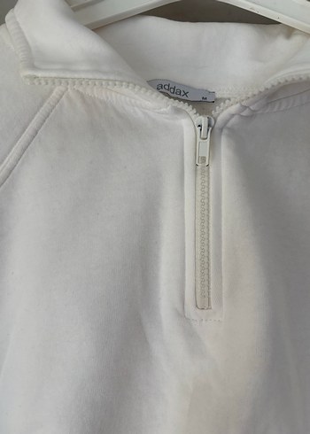 Addax Beyaz Yarım Fermuarlı Kadın Sweatshirt