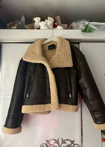 Kahverengi Kürklü Deri Kadın Ceket