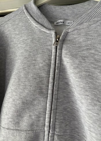 s Beden Gri Fermuarlı Kadın Sweatshirt