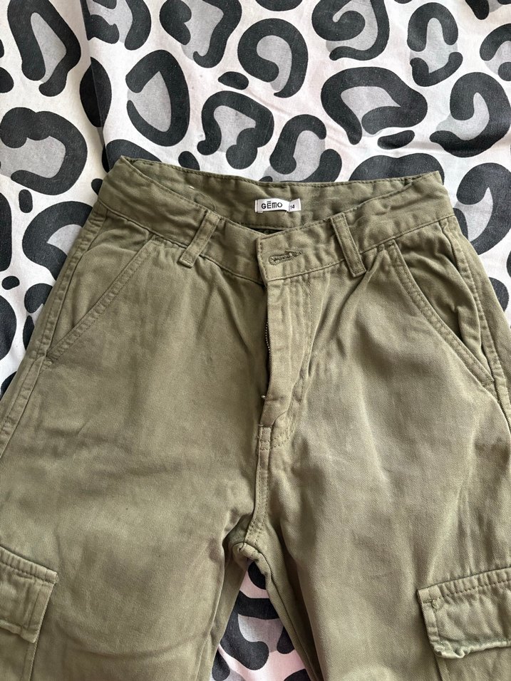 Kadın Haki Kemerli Pamuklu Kargo Pantolon - Görsel 3