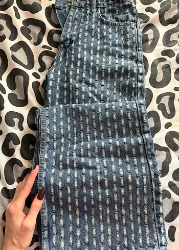 Kadın Mavi Batik Desenli Salaş Jean - Görsel 2