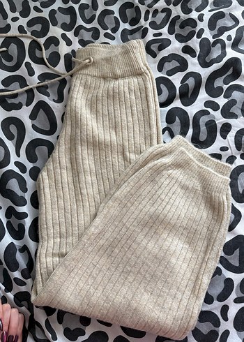 Bej Kadın Triko Rahat Kesim Pantolon - Görsel 2