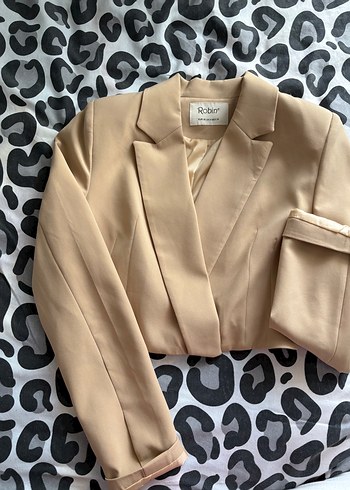 Bej Kısa Kesim Kadın Blazer Ceket - Görsel 2