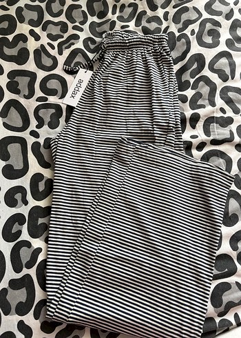 lacivert beyaz çizgili kumaş pantolon - Görsel 2