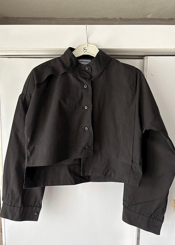 Düğmeli Siyah Keten Kadın Gömlek - Görsel 3