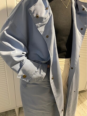 Butik trench Açıı mavi