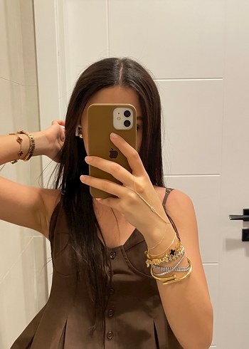 Düğmeli Kahverengi Denim Büstiyer