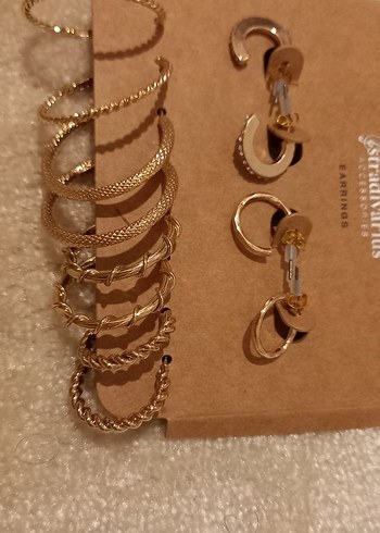 Stradivarius Stradivarius Altın 6 Çift Halka Küpe