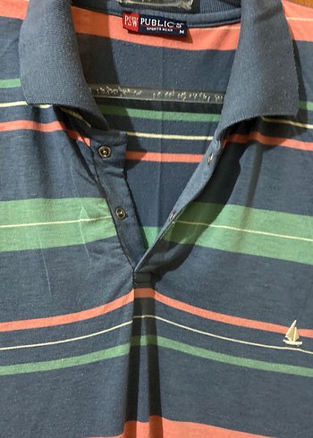 Çok Renkli Çizgili Polo Tişört - Görsel 3