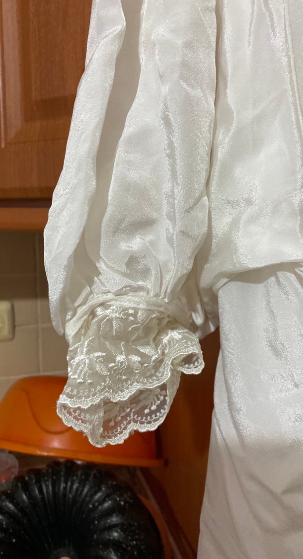 Uzun Beyaz Bohem Nakışlı Kadın Sabahlık - Görsel 4