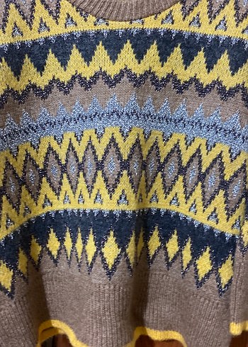 Bohem Renkli Desenli Kadın Triko Kazak - Görsel 2