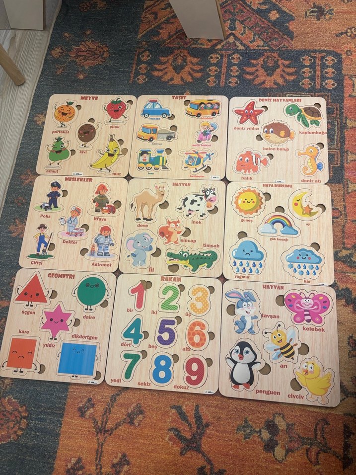 Renkli Ahşap Eğitici Puzzle Seti - Görsel 3
