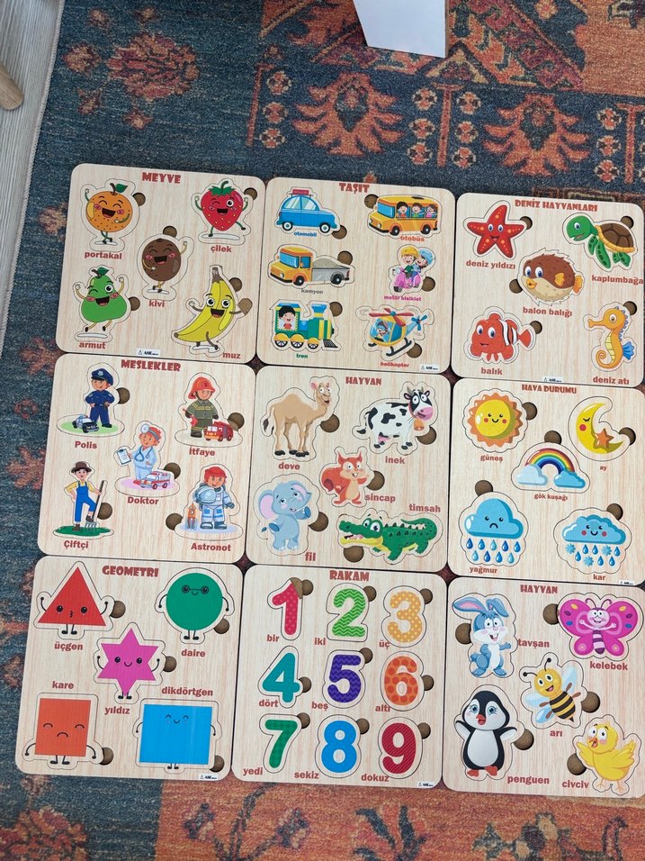 Renkli Ahşap Eğitici Puzzle Seti - Görsel 2