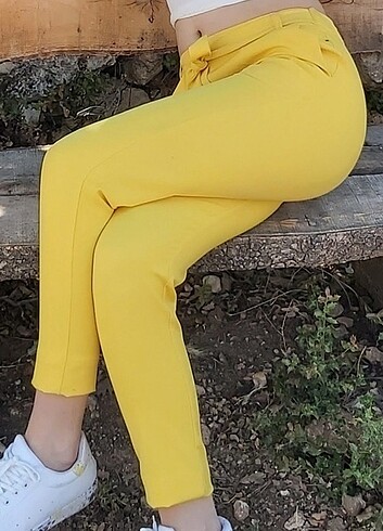 s Beden Sarı kumaş pantolon 