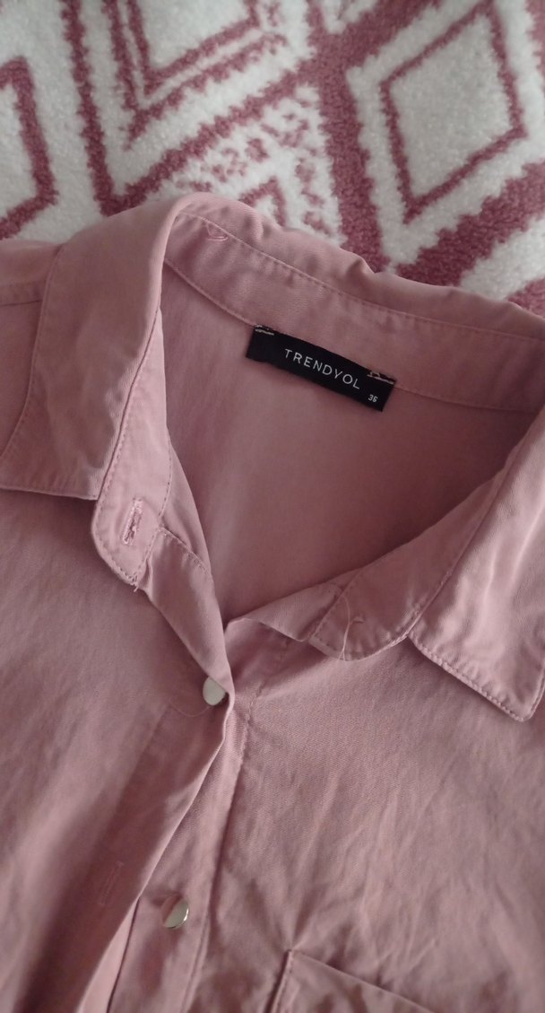 Trendyol Pembe Düğmeli Kısa Kollu Kadın Gömlek - Görsel 2