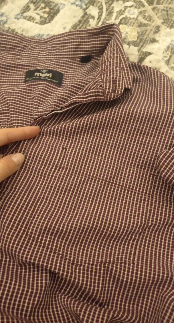 Düğmeli Uzun Kollu Kareli Erkek Gömlek - Görsel 5