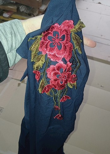 Kadın Lacivert Çiçek detaylı elbise - Görsel 3