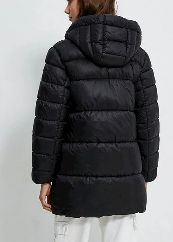 Koton Siyah Kapüşonlu Şişme Mont - Görsel 2