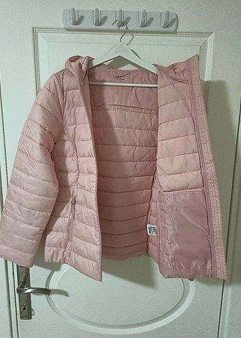 Pembe Kapüşonlu Kadın Mont - Görsel 5