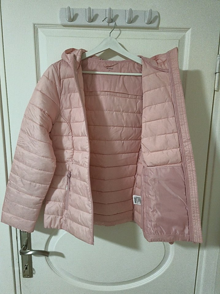 Pembe Kapüşonlu Kadın Mont - Görsel 5