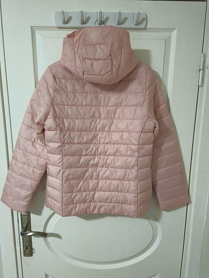 Pembe Kapüşonlu Kadın Mont - Görsel 2