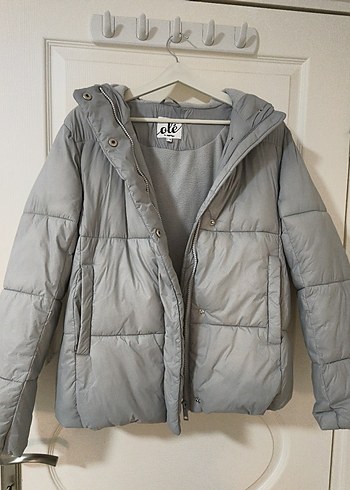 Gri kadın şişme Mont - Görsel 5