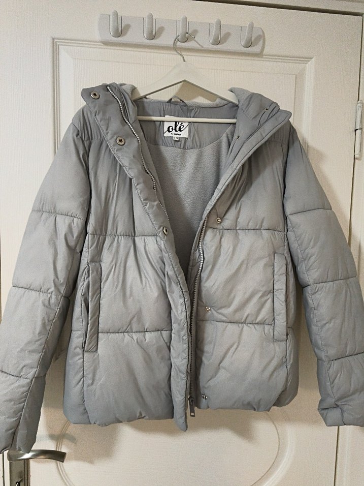 Gri kadın şişme Mont - Görsel 5