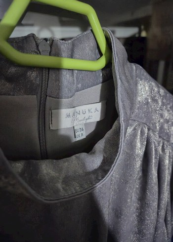 Manuka Gri Işıltılı Uzun Abiye Elbise - Görsel 8