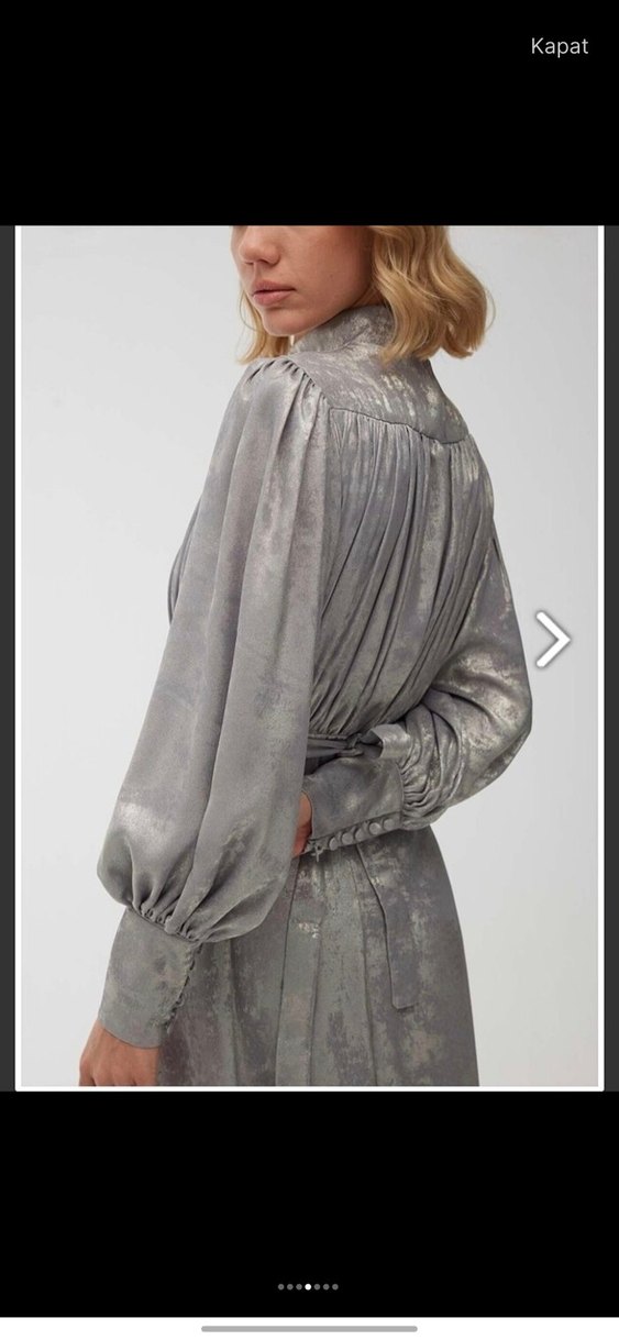 Manuka Gri Işıltılı Uzun Abiye Elbise - Görsel 4