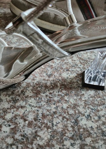 Pembe Potin Şeffaf Topuklu Kadın Ayakkabı - Görsel 7