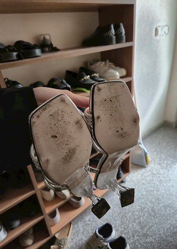 Pembe Potin Şeffaf Topuklu Kadın Ayakkabı - Görsel 8