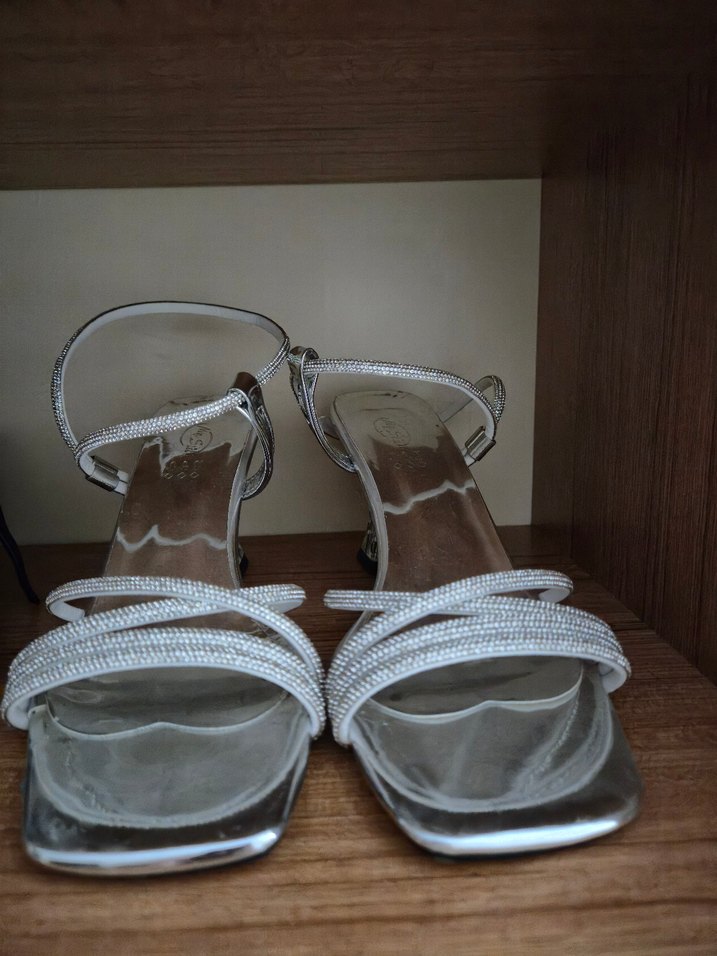 Pembe Potin Şeffaf Topuklu Kadın Ayakkabı - Görsel 2