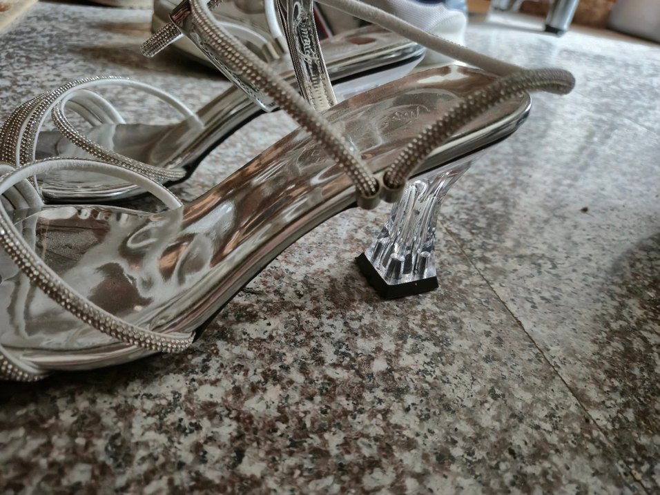 Pembe Potin Şeffaf Topuklu Kadın Ayakkabı - Görsel 4