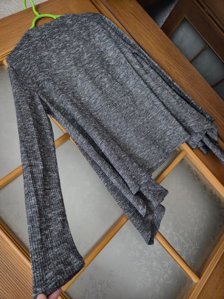 Gri Kadın Triko Hırka Uzun Kollu - Görsel 4