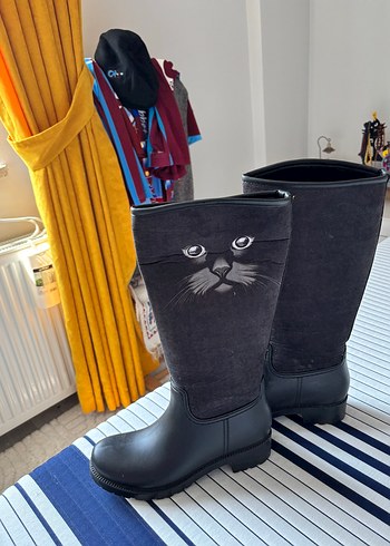 Kedi Desenli Yağmur Çizmesi