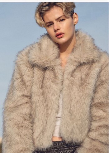 Bej Kısa Suni Kürk Ceket - H&M - Görsel 3