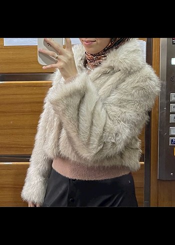 Bej Kısa Suni Kürk Ceket - H&M - Görsel 2