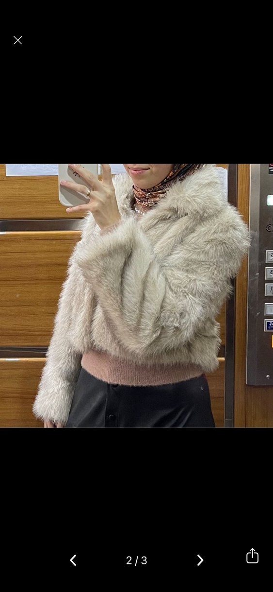 Bej Kısa Suni Kürk Ceket - H&M - Görsel 2