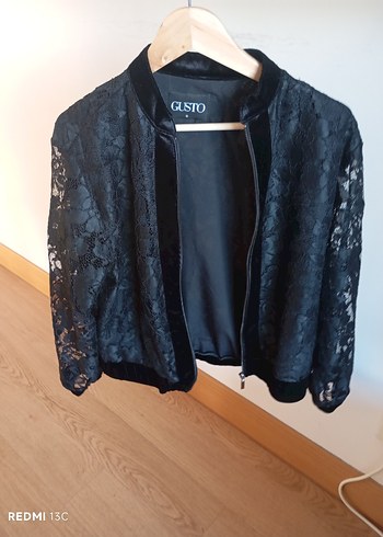 Gusto Siyah Dantel Bomber Ceket