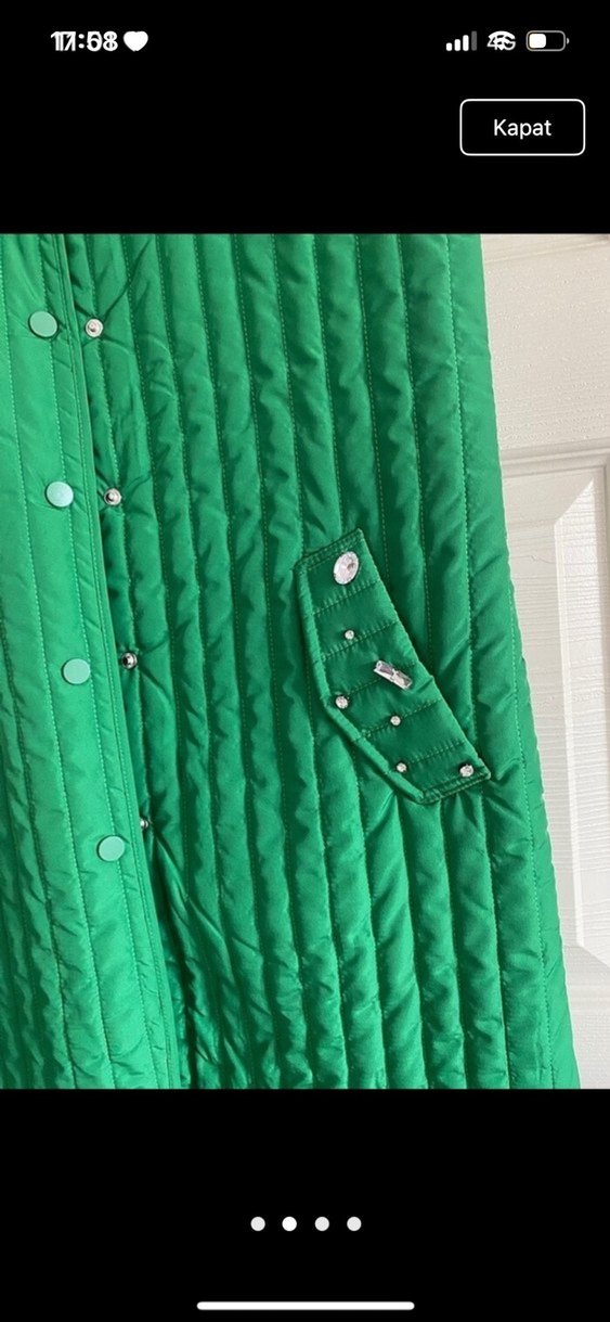Düğmeli Yeşil Midi Kadın Yelek - Görsel 2