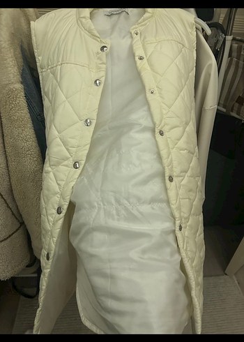 Düğmeli Beyaz Kadın Yelek - Görsel 3