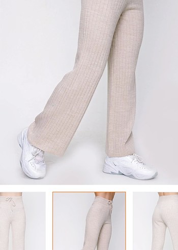 Bej Rahat Örgü Kadın Pantolon - Görsel 2