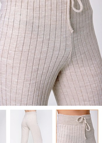 Bej Rahat Örgü Kadın Pantolon - Görsel 3