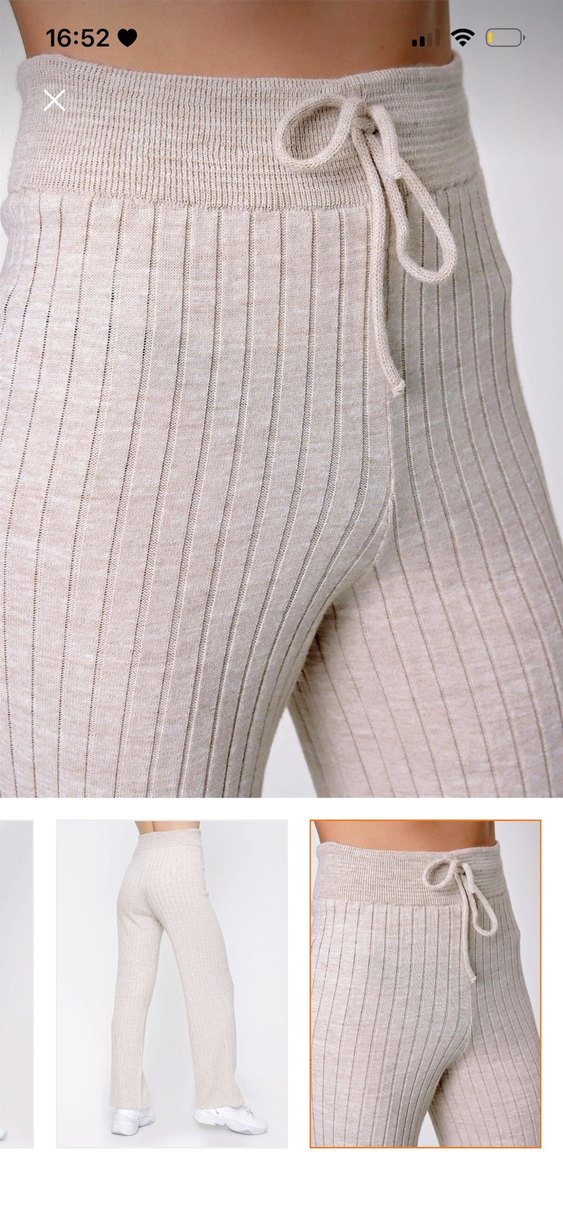 Bej Rahat Örgü Kadın Pantolon - Görsel 3