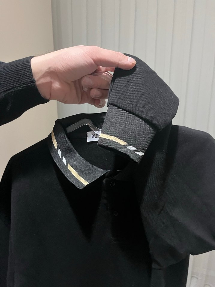 Burberry Siyah Uzun Kollu Polo Tişört - Görsel 5