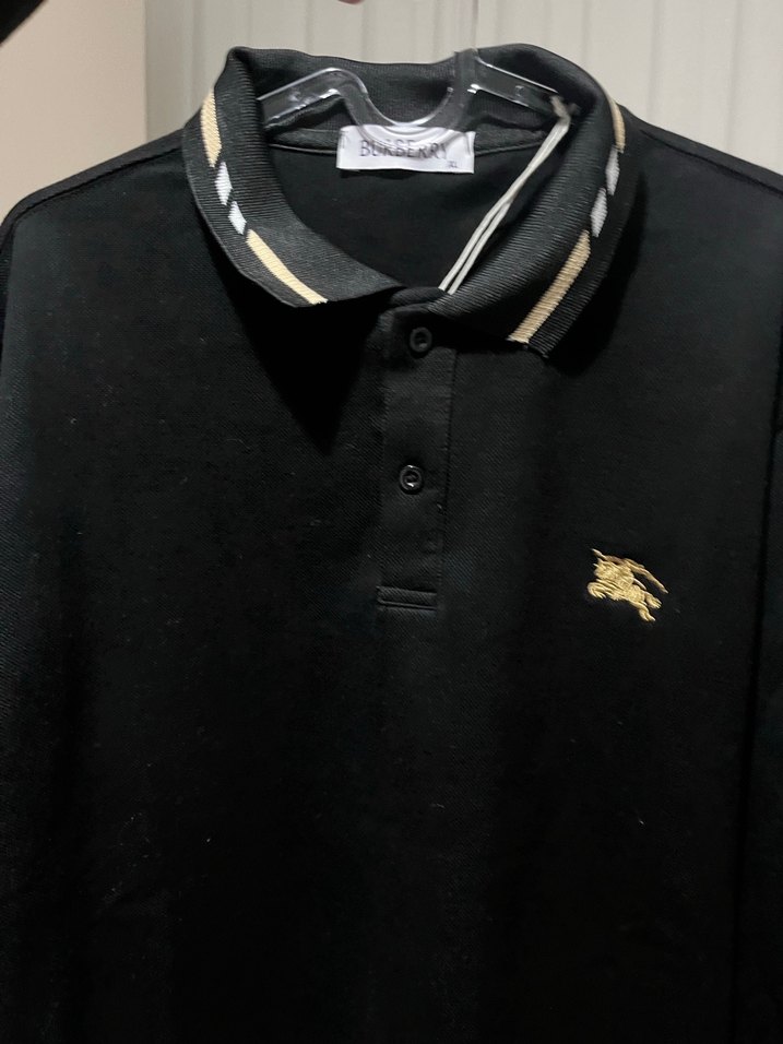 Burberry Siyah Uzun Kollu Polo Tişört - Görsel 3