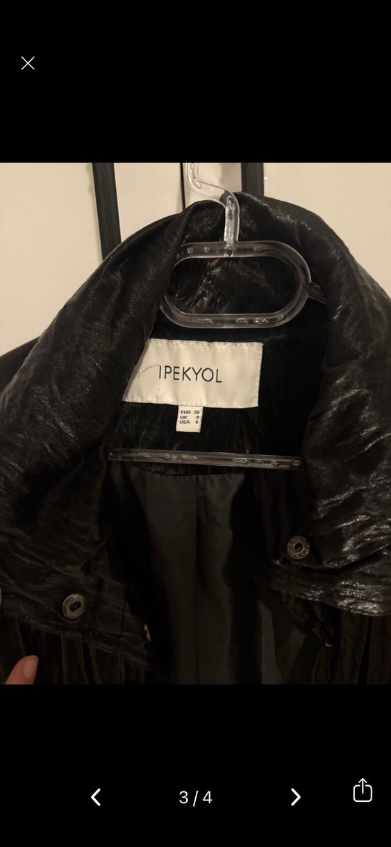 Siyah Deri Uzun Kadın Mont - Görsel 2